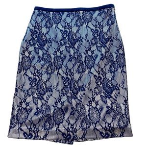 The Limited Pencil Skirt Blue Lace over Silver size 2 Beautiful!